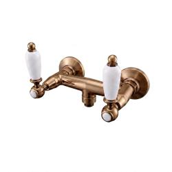 PB klassieke kraan opbouw douchemengkraan met witte hendels Brons 1208854512